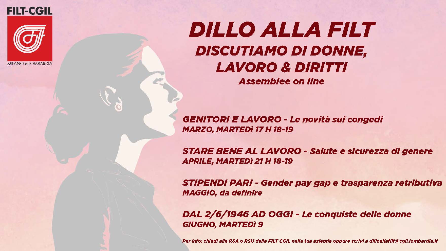 Dillo alla FILT: assemblee online su donne, lavoro e diritti